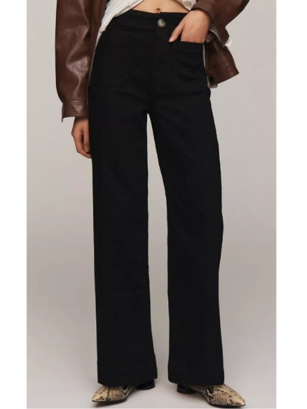 Anthropologie Maeve Collette Wide Leg Jeans, Size 29, Washed Black
